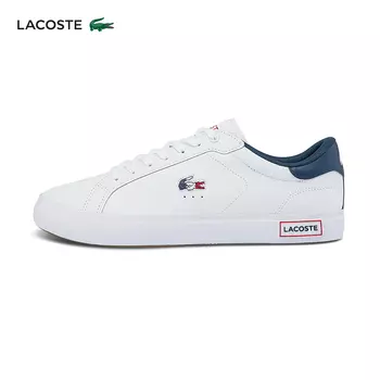Кроссовки мужские Lacoste на шнуровке, белый / темно-синий / красный