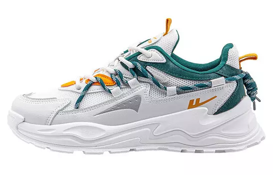 Кроссовки мужские массивные низкие бежевые/зеленые Warrior