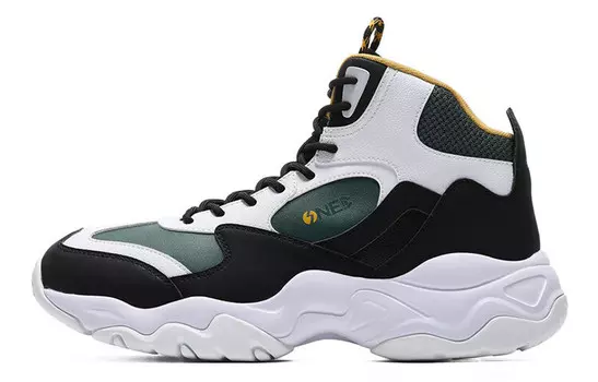 Кроссовки мужские массивные высокие черный/зеленый 361°