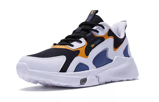 Кроссовки мужские низкие белый/черный/желтый Qiaodan