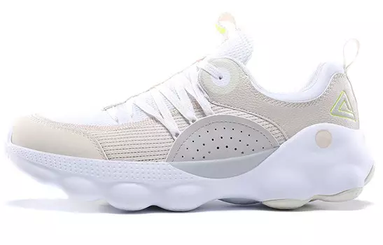 Кроссовки мужские низкие бежевые / большие белые Peak