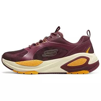 Кроссовки мужские низкие бордовые/золотые Skechers
