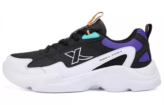 Кроссовки мужские низкие черные/новые белые/ультрафиолетовые Xtep