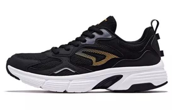 Кроссовки мужские низкие черные/золотые Qiaodan