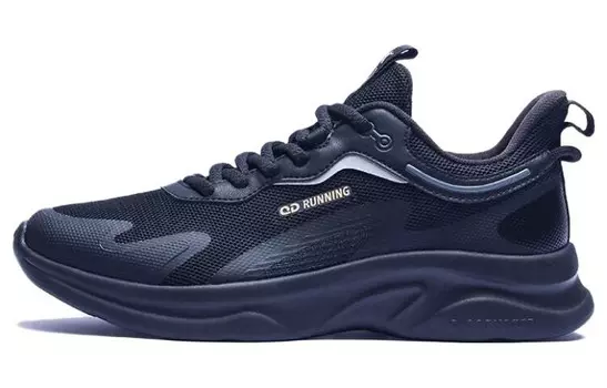 Кроссовки мужские низкие черный/золотой Qiaodan