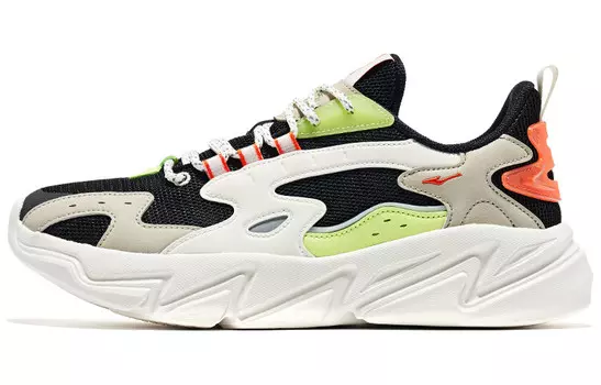 Кроссовки мужские низкие позитивные черные/флуоресцентные светло-зеленые Erke