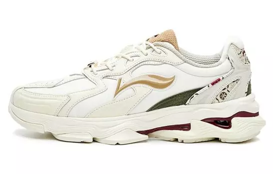 Кроссовки мужские с низким верхом, цвет: белый/зеленый мох Li-Ning 1990