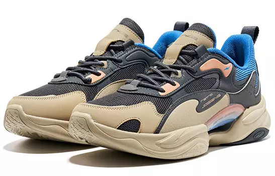 Кроссовки мужские с низким верхом, цвет карбон серый/дымчатый/кораллово-оранжевый Erke