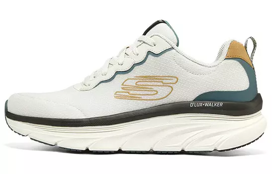 Кроссовки мужские с низким верхом молочно-белые/зеленые Skechers