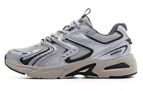 Кроссовки мужские с низким верхом серые/зеленые/серебристые Warrior