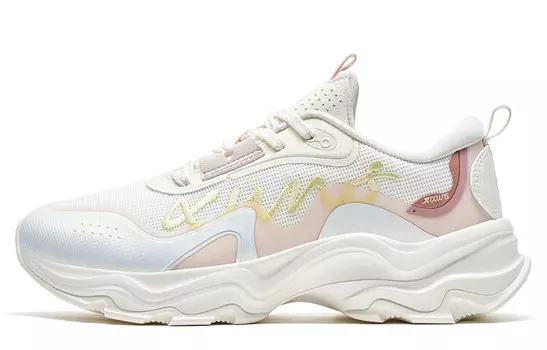 Кроссовки мужские танцевальные женские с низким верхом белые/пудровые Xtep