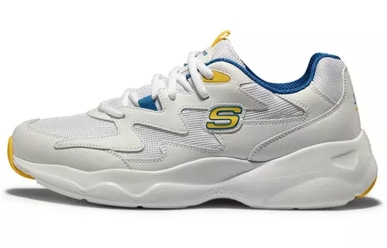 Кроссовки мужские толстые низкие белые/синие/желтые Skechers