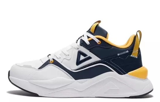 Кроссовки мужские толстые низкие белые/синие/желтые Peak