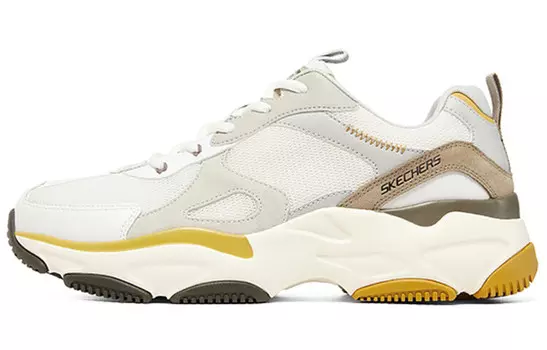 Кроссовки мужские толстые низкие белые/желтые Skechers