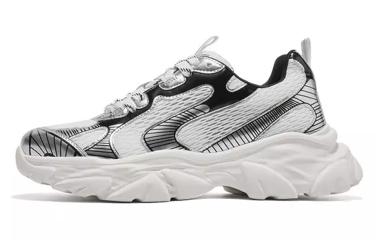 Кроссовки мужские толстые низкие белый/серебряный Trumppipe