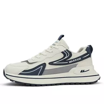 Кроссовки мужские толстые низкие бежевый/синий Warrior
