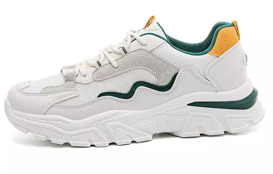 Кроссовки мужские толстые низкие бежевый/зеленый Warrior