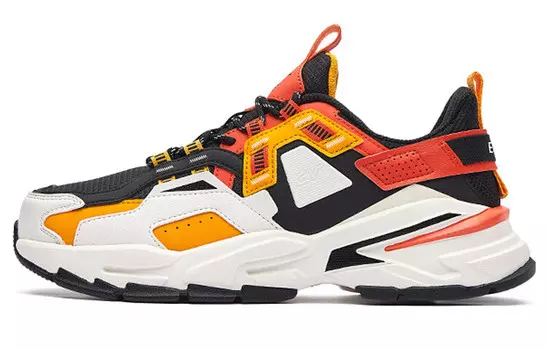 Кроссовки мужские толстые низкие черный/оранжевый Erke