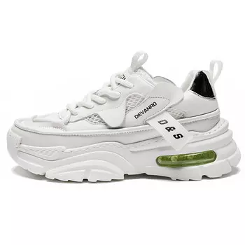 Кроссовки мужские толстые низкие черный/зеленый Devanro