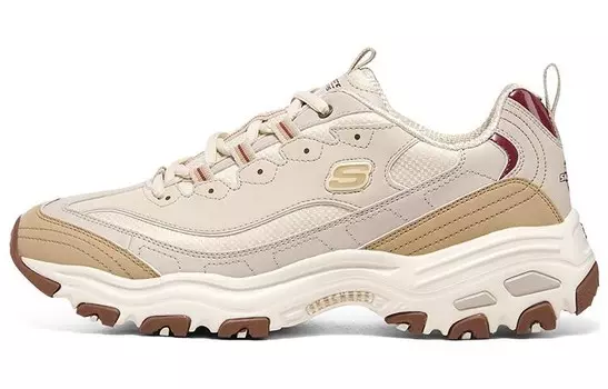 Кроссовки мужские толстые низкие коричневые/белые Skechers