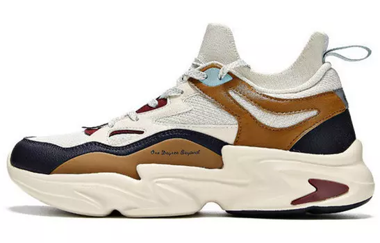 Кроссовки мужские толстые низкие кремовые/темно-синий 361°