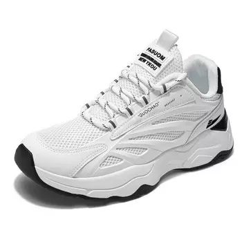 Кроссовки мужские толстые низкие Kuding, черный/белый