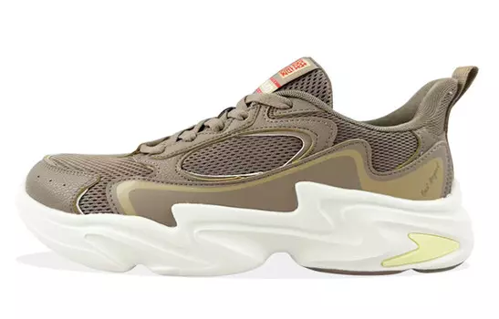 Кроссовки мужские толстые низкие льняные серый/хаки коричневый 361°