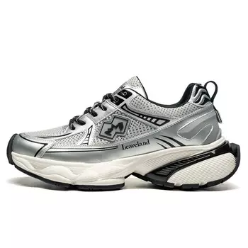 Кроссовки мужские толстые низкие Leaveland, серебряный