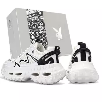 Кроссовки мужские толстые низкие Playboy, белый/черный