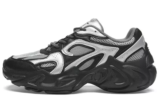 Кроссовки мужские толстые низкие серебристо-черный Cabbeen