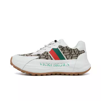 Кроссовки мужские толстые низкие Vicki Brown, белый/коричневый