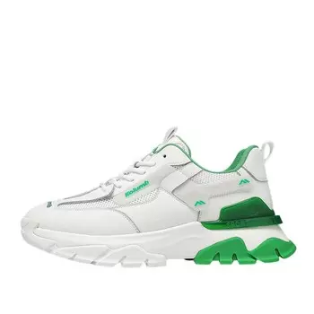 Кроссовки мужские толстые низкие зеленый/белый Kolumb