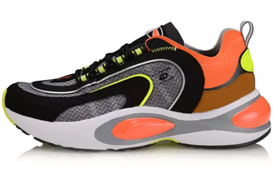 Кроссовки мужские V8 с низким верхом, черные/флуоресцентные, оранжевые/белые Lining