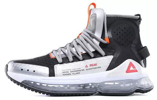 Кроссовки мужские высокие серебристо-черные Peak