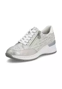 Кроссовки на молнии и шнуровке женские rieker, цвет Fog-Silver/ Kreid