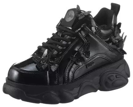 Кроссовки на платформе Buffalo "CORIN BUTTERFLIES", повседневная обувь, полуботинки, туфли на шнуровке, уличная одежда, веганский, черный