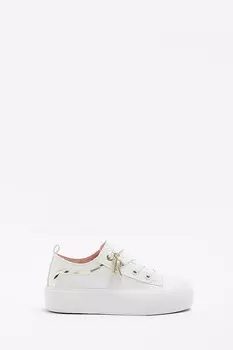 Кроссовки на платформе для девочек River Island, белый