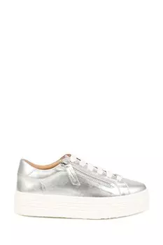 Кроссовки на платформе из кожи амалиады серебристого цвета Jones Bootmaker, серебряный