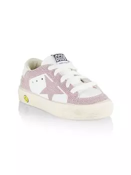 Кроссовки на платформе Little Girl's & Girl's May с блестками Golden Goose, белый