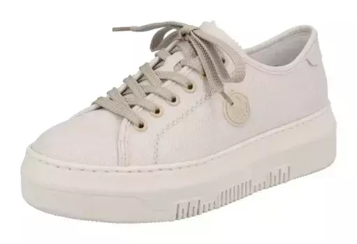 Кроссовки на платформе Rieker из парусины, повседневная обувь, полуботинки, туфли на шнуровке, бежевый