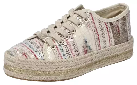 Кроссовки на платформе Rieker, подошва на платформе с джутовым покрытием, повседневная обувь, полуботинки, туфли на шнуровке, бежевый