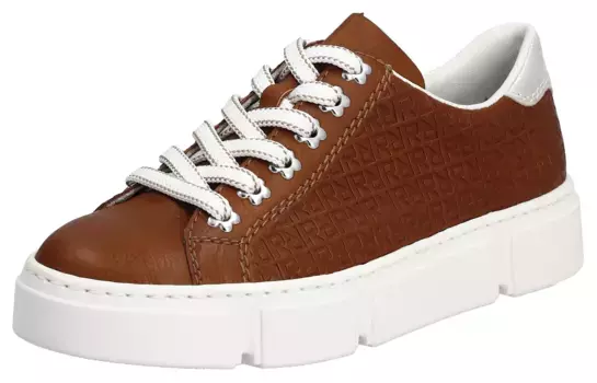 Кроссовки на платформе Rieker "повседневная обувь, обувь на шнуровке", с тиснением сбоку, обувь для отдыха, полуботинки, туфли на шнуровке, коричневый