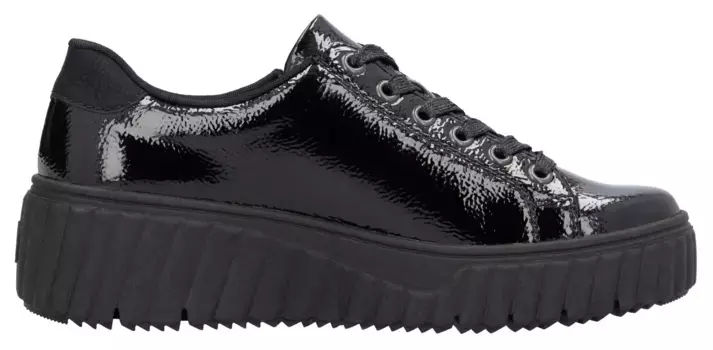 Кроссовки на платформе Rieker, повседневная обувь, полуботинки, туфли на шнуровке и подошве на платформе, черный