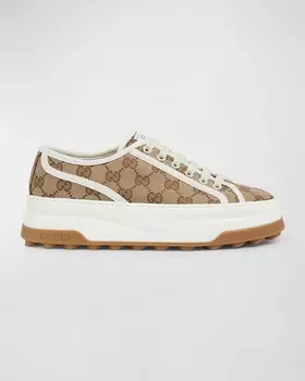 Кроссовки на платформе с низким берцем GG Canvas Gucci