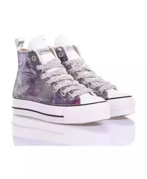 Кроссовки на платформе серебристо изготовленные на заказ Converse, мультиколор