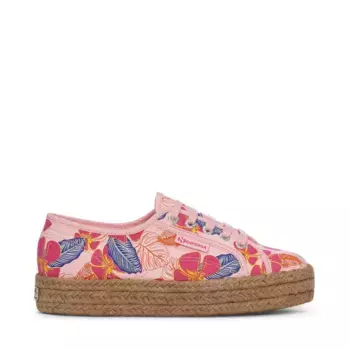 Кроссовки на платформе Superga "2730 ROPE HIBISCUS FLOWER PRINT", розовый