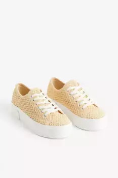 Кроссовки на платформе, связанные крючком H&M, бежевый