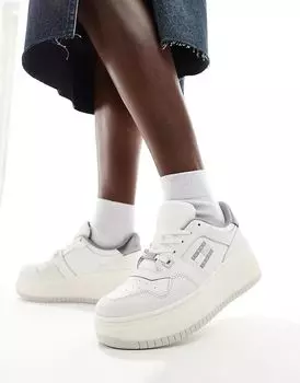 Кроссовки на плоской подошве в стиле ретро в белом и серебристом цвете Tommy Jeans