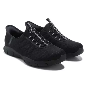 Кроссовки на широкой подошве Skechers Slip-Ins Brilliance Bungee с затяжками, black/silver shimmer wide