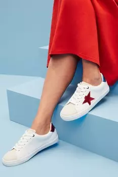 Кроссовки на шнуровке Forever Comfort со звездой Next, белый